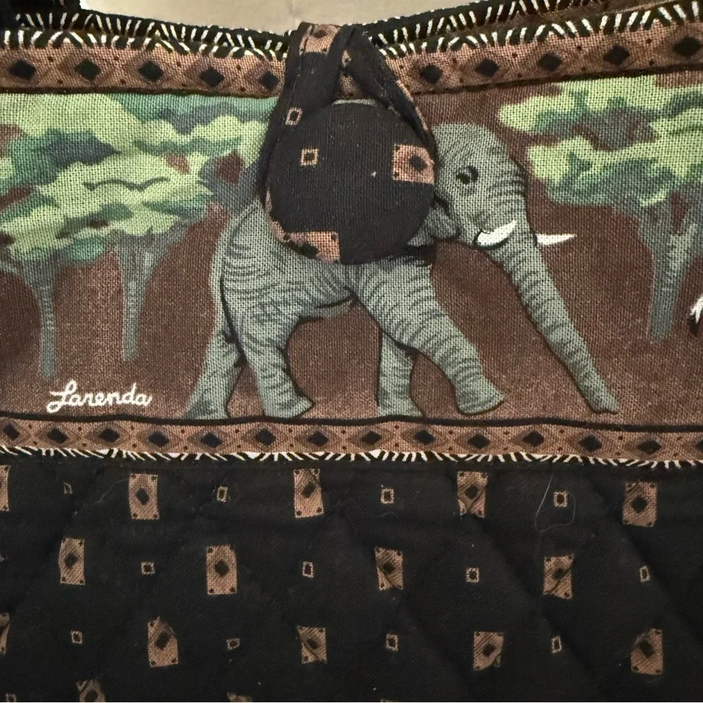 Larenda Quilted Safari Print Tote~ VTG